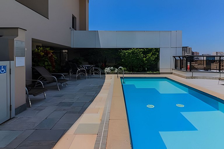 1707 Flat com duas suites com serviço de Hotel no Itaim Bibi