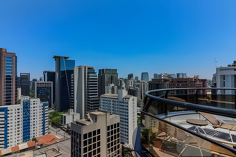 1707 Flat com duas suites com serviço de Hotel no Itaim Bibi