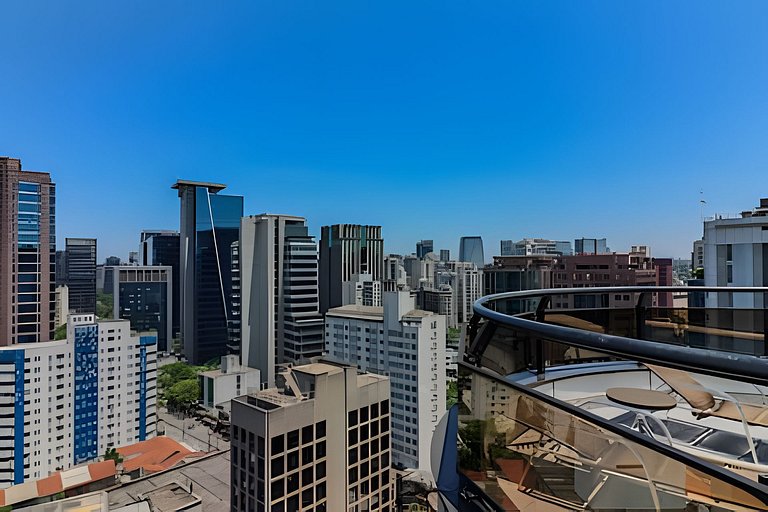 1707 Flat com duas suites com serviço de Hotel no Itaim Bibi